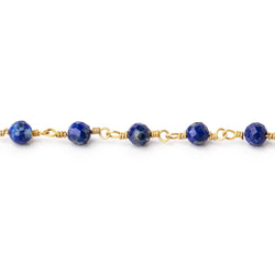 4mm Lapis Lazuli Micro Faceted Rounds on Gold Plated Chain (ONLINE ORDER ONLY)