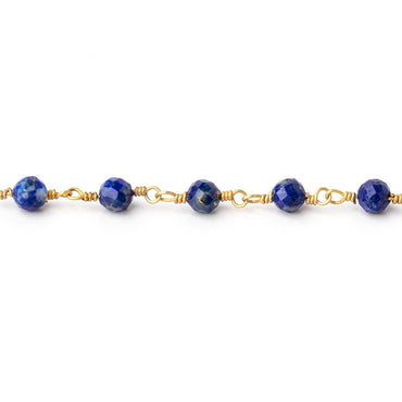4mm Lapis Lazuli Micro Faceted Rounds on Gold Plated Chain (ONLINE ORDER ONLY)