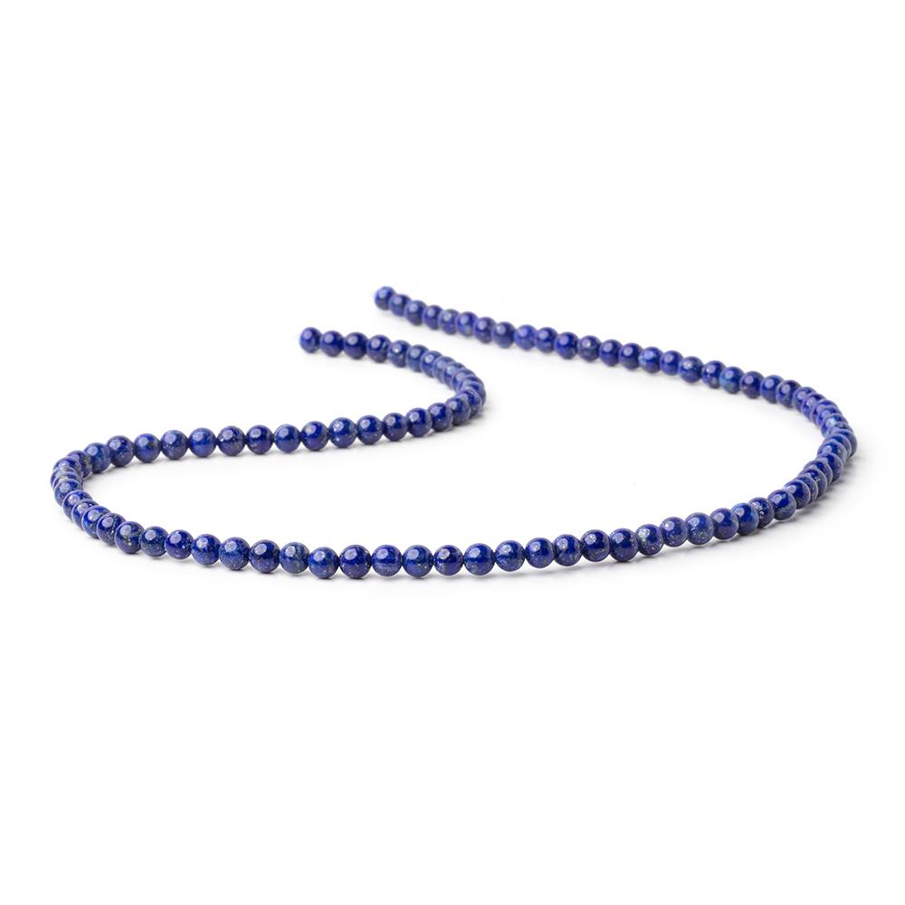 4mm Lapis Lazuli Plain Rounds 16 inch 98 Beads 1mm Hole (ONLINE ORDER ONLY)