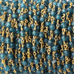 4mm London Blue Quartz Micro Faceted Rounds on Gold Plated Chain (ONLINE ORDER ONLY)