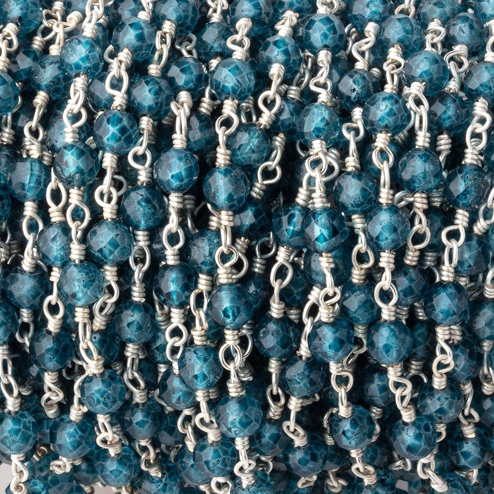 4mm London Blue Quartz Micro Faceted Rounds on Silver Plated Chain (ONLINE ORDER ONLY)
