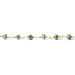 4mm Matte African Turquoise faceted rondelle Gold plated Chain (ONLINE ORDER ONLY)