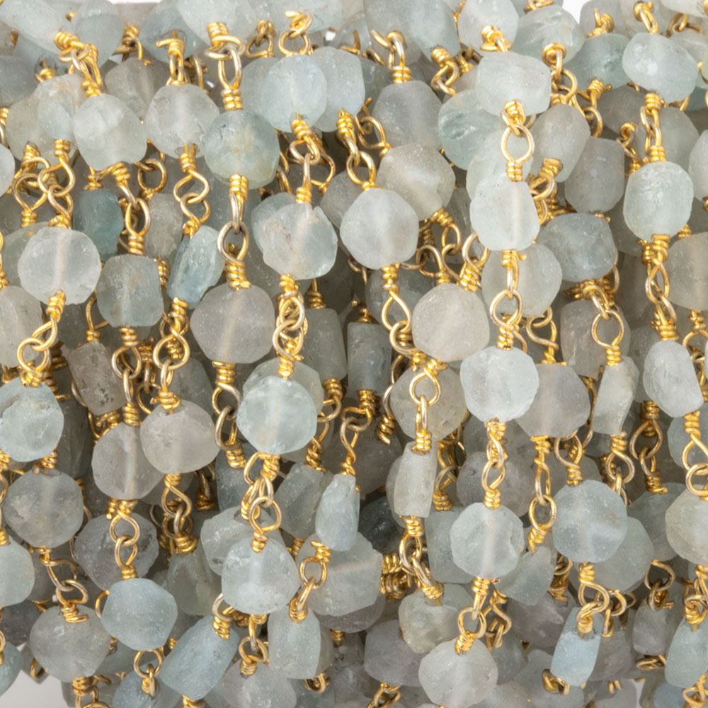 4mm Matte Beryl Hand-Cut Coins on Gold Plated Chain (ONLINE ORDER ONLY)