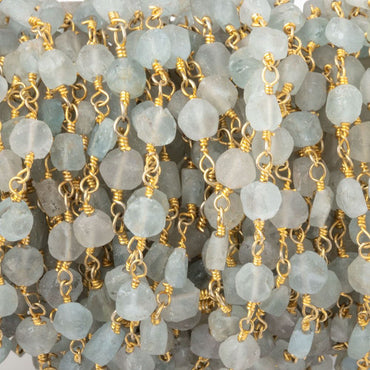 4mm Matte Beryl Hand-Cut Coins on Gold Plated Chain (ONLINE ORDER ONLY)