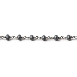 4mm Matte Hematite faceted rondelle Black Gold chain by the foot 35 pieces (ONLINE ORDER ONLY)