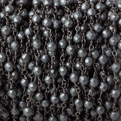 4mm Matte Hematite faceted round Black Gold chain by the foot 32 pieces (ONLINE ORDER ONLY)