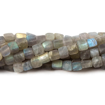 4mm Matte Labradorite plain cube beads 7.5 inches 44 pieces (ONLINE ORDER ONLY)