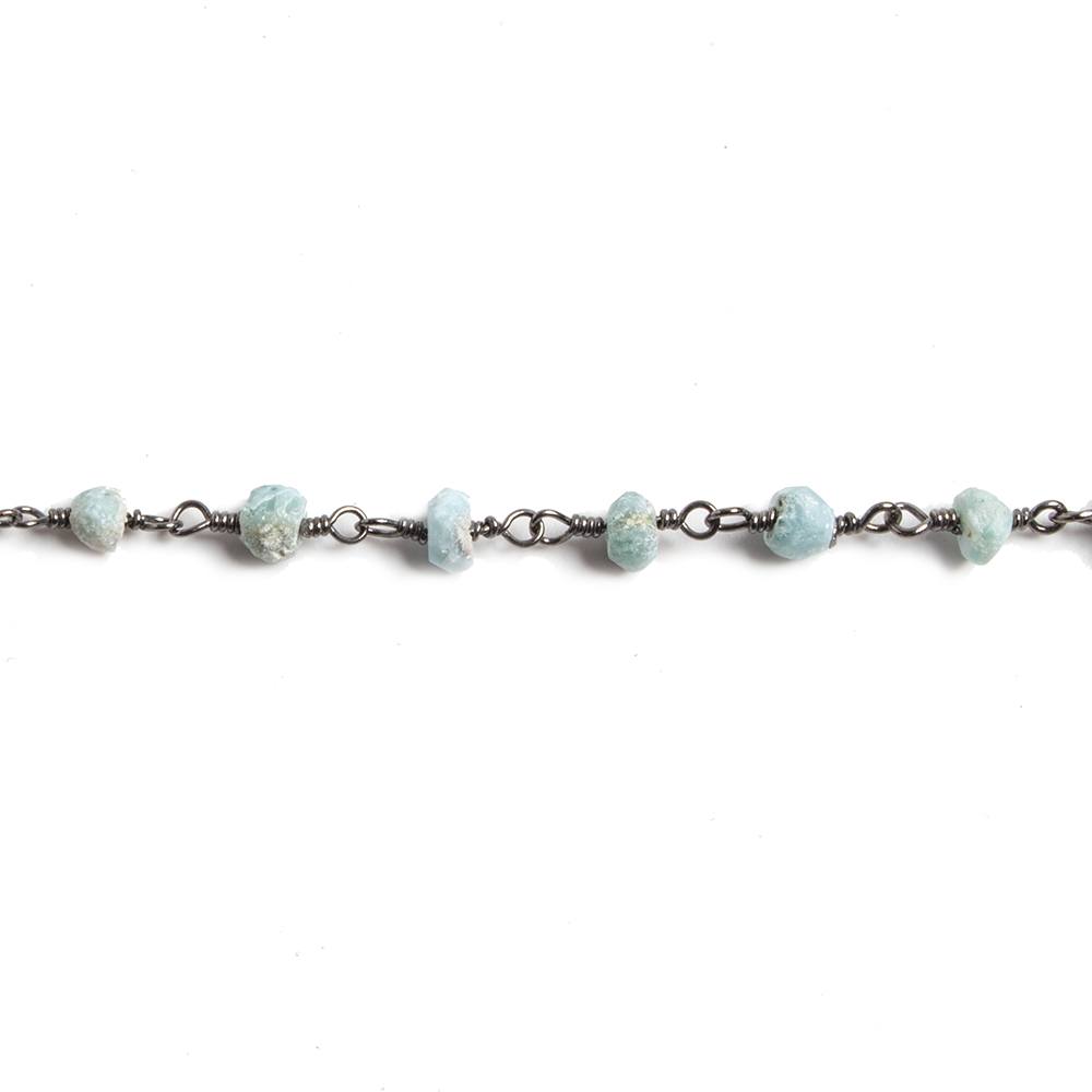 4mm Matte Larimar faceted rondelle Black Gold Chain by the foot 34 pieces (ONLINE ORDER ONLY)