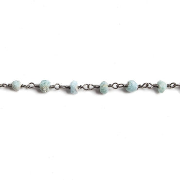 4mm Matte Larimar faceted rondelle Black Gold Chain by the foot 34 pieces (ONLINE ORDER ONLY)