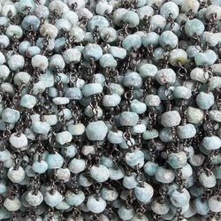 4mm Matte Larimar faceted rondelle Black Gold Chain by the foot 34 pieces (ONLINE ORDER ONLY)