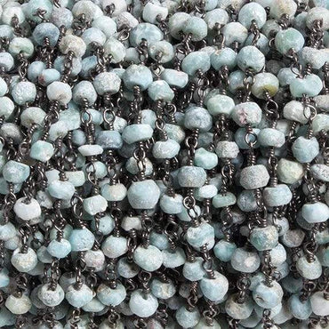 4mm Matte Larimar faceted rondelle Black Gold Chain by the foot 34 pieces (ONLINE ORDER ONLY)