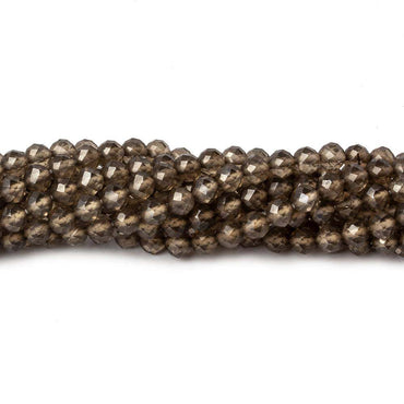 4mm Smoky Quartz Faceted Round Beads 12.5 inch 80 pieces (ONLINE ORDER ONLY)