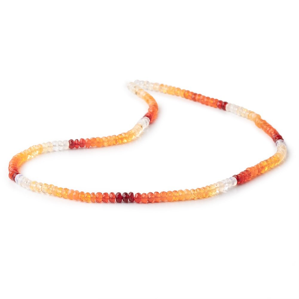 3.5mm Mexican Fire Opal Faceted Rondelles 16 inch 166 beads AAA (ONLINE ORDER ONLY)