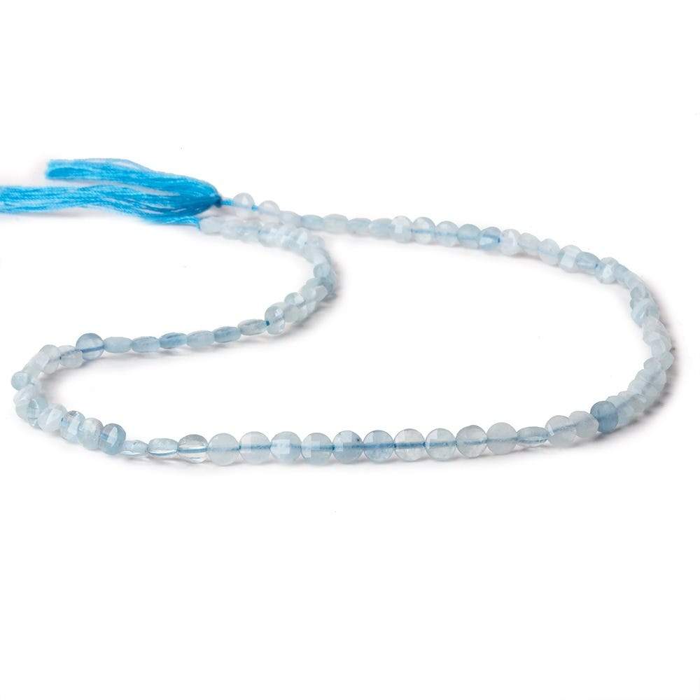 4mm Milky Aquamarine checkerboard calibrated faceted coins 12.5 inch 85 beads AAA (ONLINE ORDER ONLY)