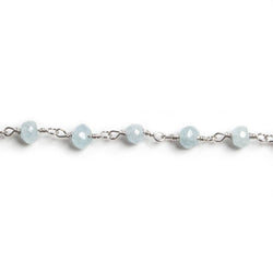 4mm Milky Aquamarine faceted rondelle Silver Chain by the foot 34 pieces (ONLINE ORDER ONLY)