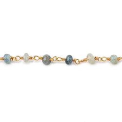4mm Moss Aquamarine Plain Rondelle Beads on Vermeil Chain (ONLINE ORDER ONLY)