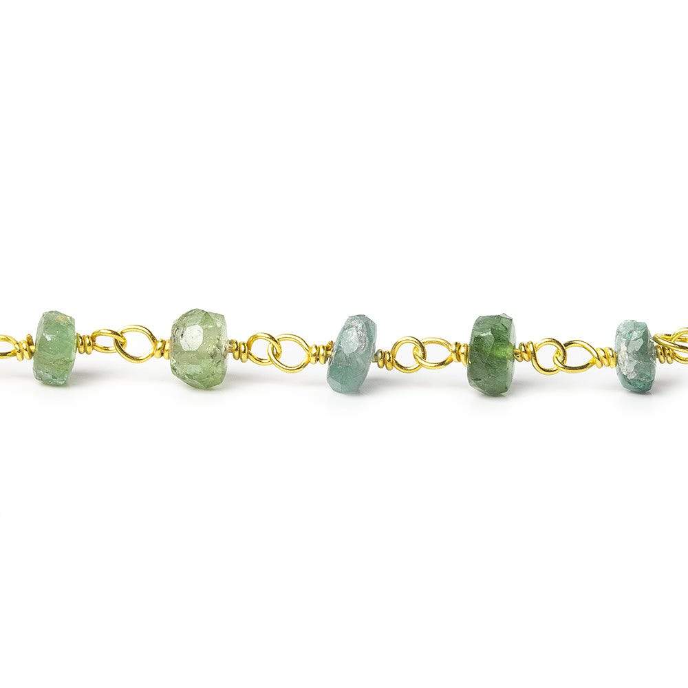 4mm Moss Aquamarine tonal faceted rondelle Vermeil Chain by the foot 40 beads AAA (ONLINE ORDER ONLY)