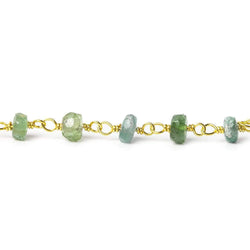 4mm Moss Aquamarine tonal faceted rondelle Vermeil Chain by the foot 40 beads AAA (ONLINE ORDER ONLY)