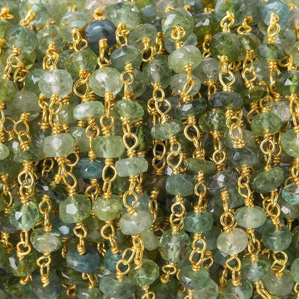 4mm Moss Aquamarine tonal faceted rondelle Vermeil Chain by the foot 40 beads AAA (ONLINE ORDER ONLY)