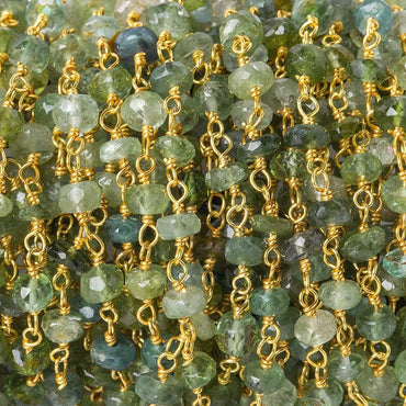 4mm Moss Aquamarine tonal faceted rondelle Vermeil Chain by the foot 40 beads AAA (ONLINE ORDER ONLY)