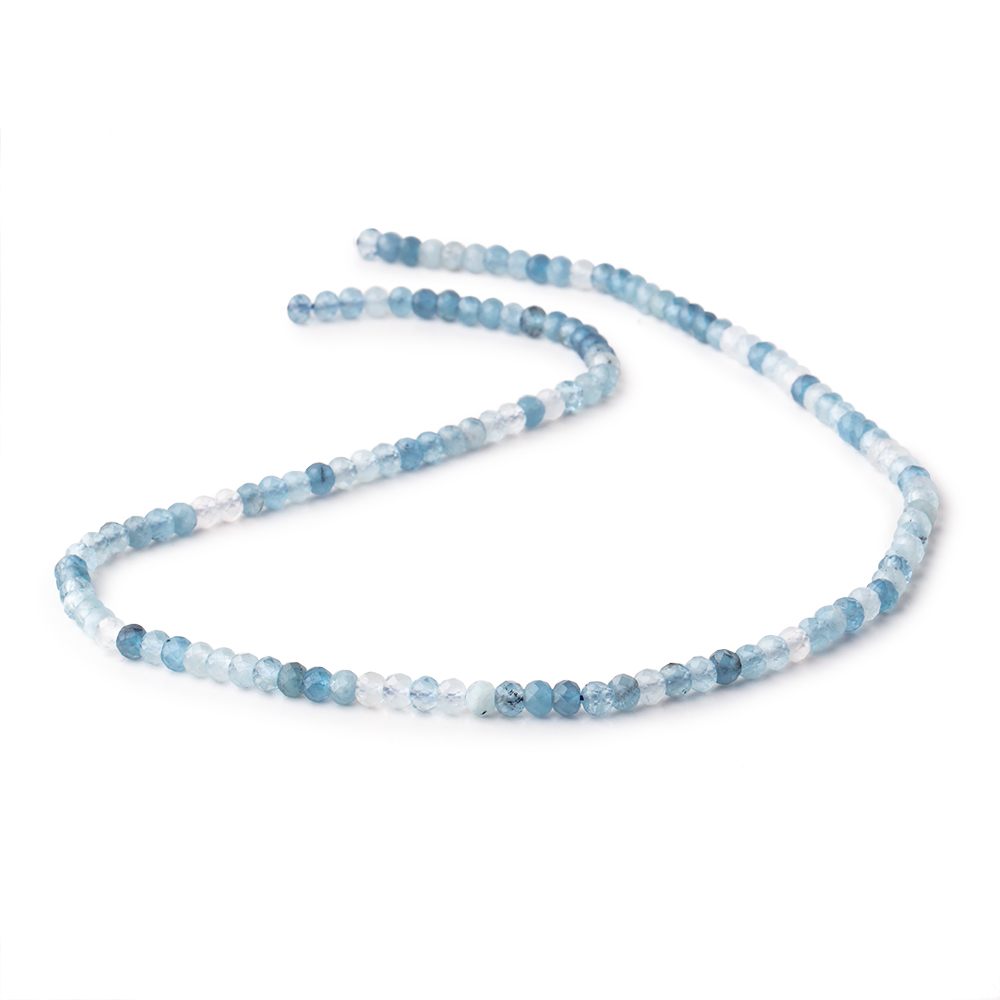 4mm Multi Color Aquamarine Micro Faceted Rondelles 15.25 inch 126 Beads (ONLINE ORDER ONLY)