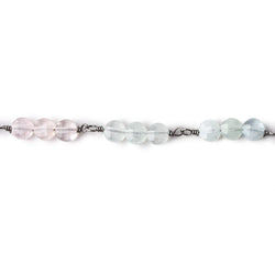 4mm Multi Color Beryl faceted coin Trio Black Gold Chain by the foot 54 beads per length (ONLINE ORDER ONLY)