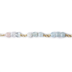 4mm Multi Color Beryl faceted coin Trio Gold Chain by the foot 54 beads per length (ONLINE ORDER ONLY)