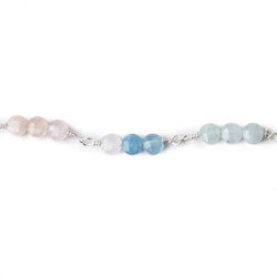 4mm Multi Color Beryl faceted coin Trio Silver Chain by the foot 54 beads per length (ONLINE ORDER ONLY)