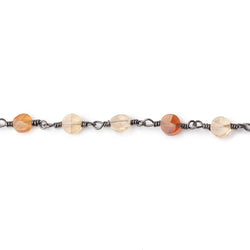 4mm Multi Color Hessonite Faceted Coins on Black Gold Plated Chain by the Foot 28 Beads (ONLINE ORDER ONLY)