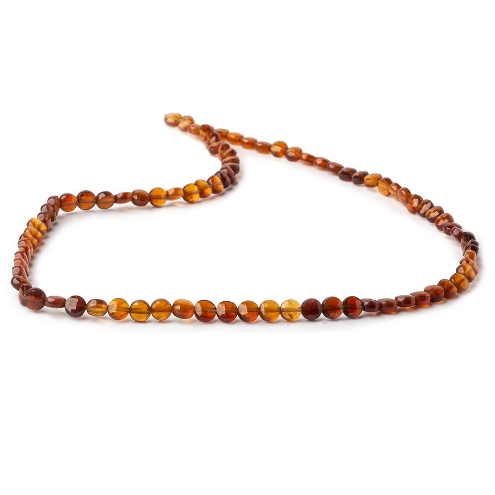 4mm Multi Color Hessonite Garnet checkerboard calibrated faceted coins 12.5 inch 85 beads AAA (ONLINE ORDER ONLY)