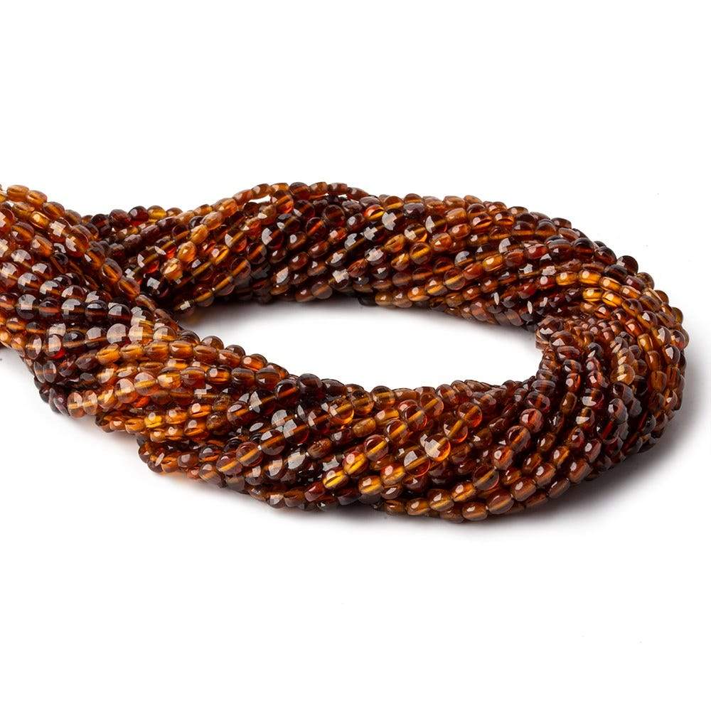 4mm Multi Color Hessonite Garnet checkerboard calibrated faceted coins 12.5 inch 85 beads AAA (ONLINE ORDER ONLY)