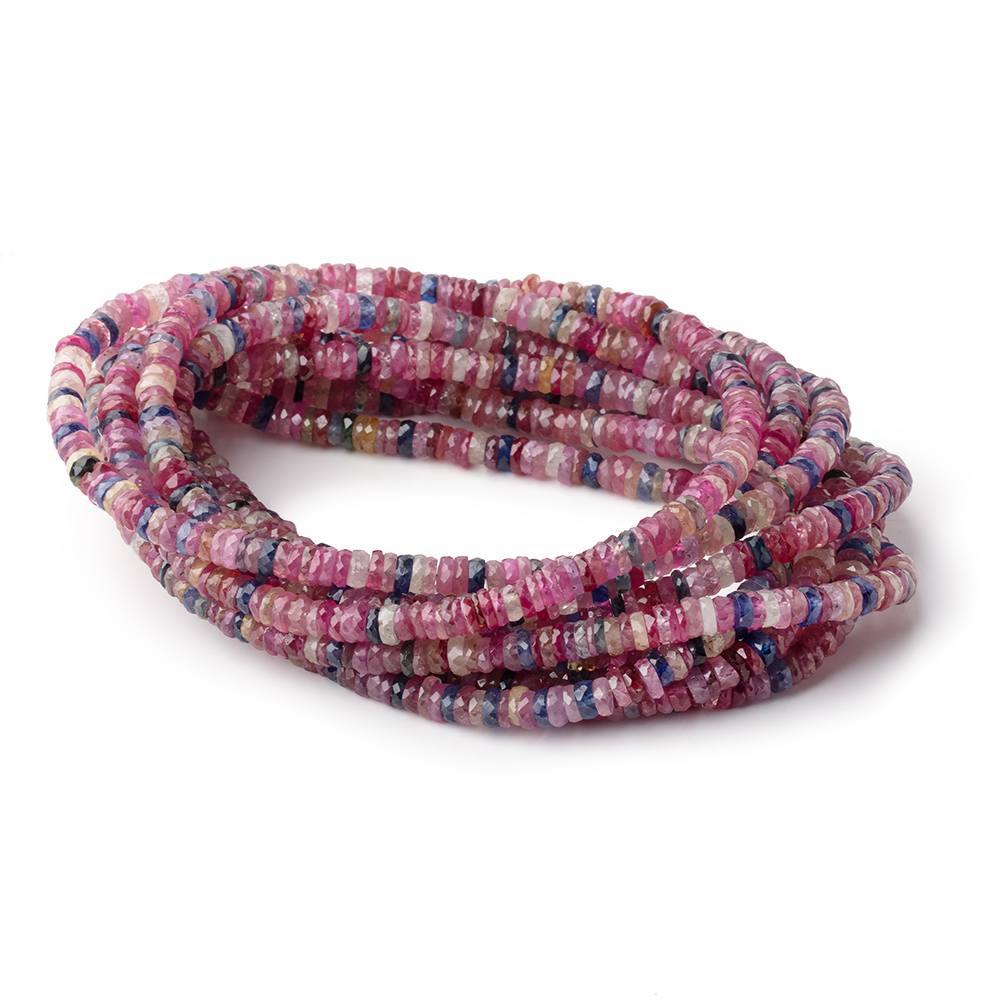 5mm Multi Color Madagascar Sapphire Faceted Heishi 16 inch 290 Beads AA (ONLINE ORDER ONLY)