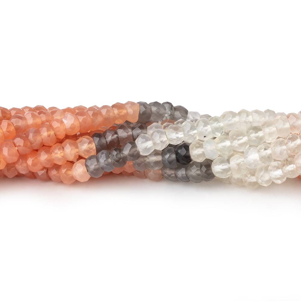 4mm Multi Color Moonstone Faceted Rondelle Beads 13.75 inches 139 pieces (ONLINE ORDER ONLY)