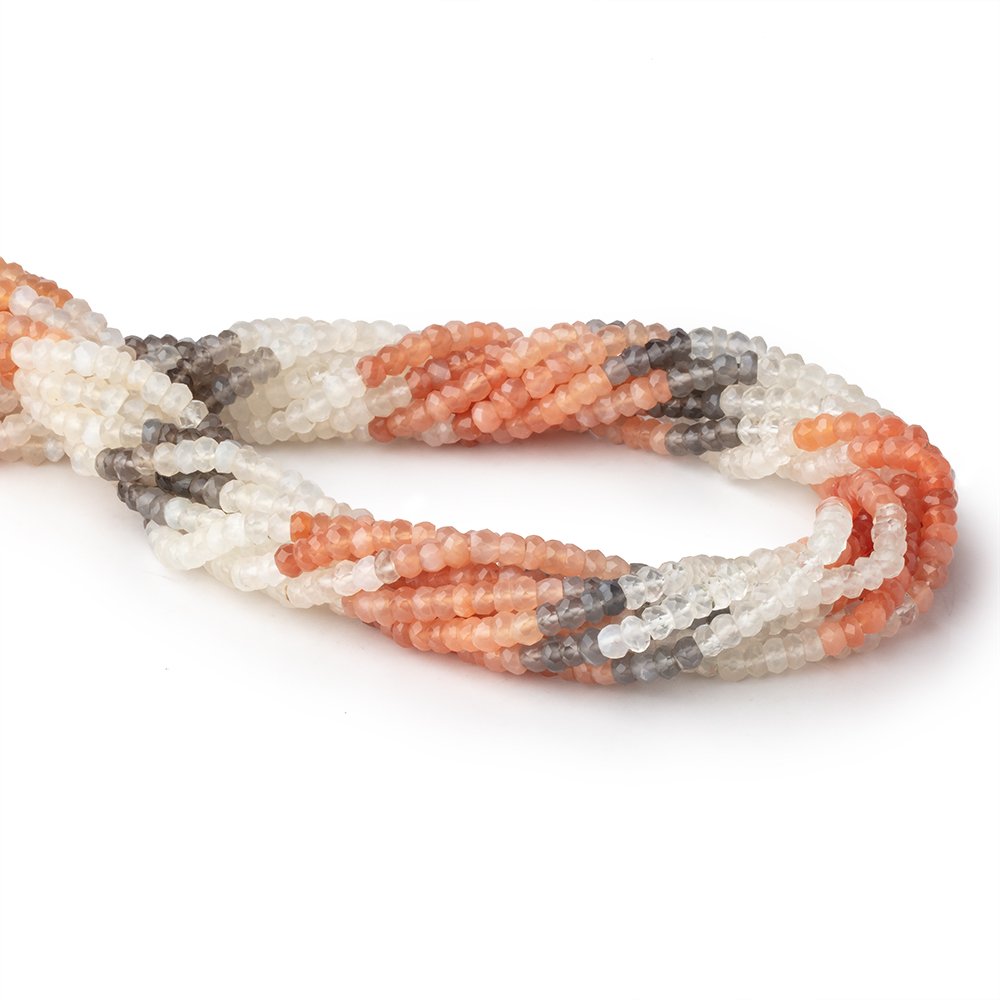 4mm Multi Color Moonstone Faceted Rondelle Beads 13.75 inches 139 pieces (ONLINE ORDER ONLY)