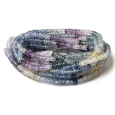 4mm Multi Color Sapphire faceted rondelle beads 15 inch 205 pieces AAA (ONLINE ORDER ONLY)