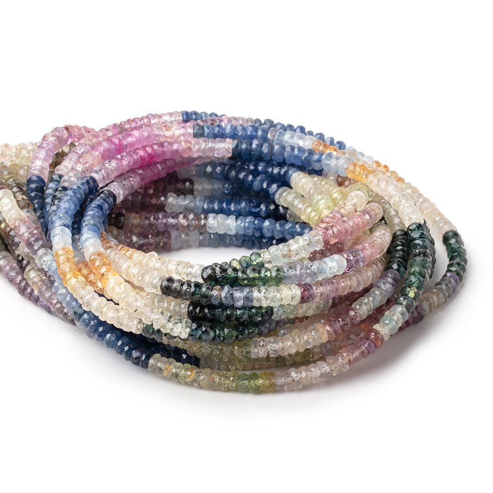 4mm Multi Color Sapphire Faceted Rondelle Beads 16 inch 218 pieces A (ONLINE ORDER ONLY)