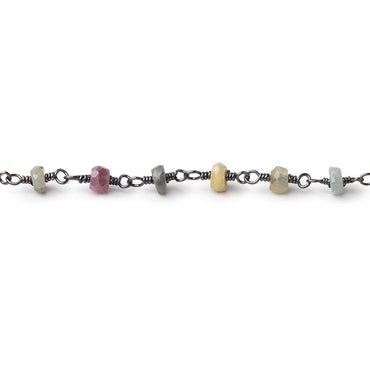 4mm Multi Color Sapphire Faceted Rondelles on Black Gold Plated Chain (ONLINE ORDER ONLY)