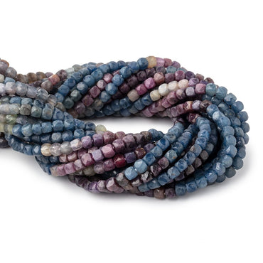 4mm Multi Color Sapphire Micro Faceted Cube Beads 12 inch 70 pieces (ONLINE ORDER ONLY)