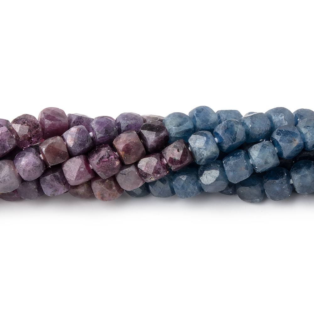 4mm Multi Color Sapphire Micro Faceted Cube Beads 12 inch 70 pieces (ONLINE ORDER ONLY)