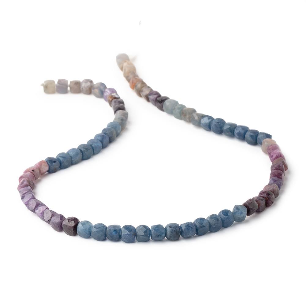 4mm Multi Color Sapphire Micro Faceted Cube Beads 12 inch 70 pieces (ONLINE ORDER ONLY)