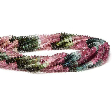 4mm Multi Color Tourmaline Beads Plain Disc Rondelle (ONLINE ORDER ONLY)