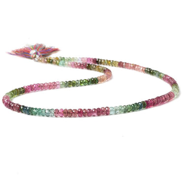 4mm Multi Color Tourmaline faceted rondelle beads 17 inch 184 pieces (ONLINE ORDER ONLY)