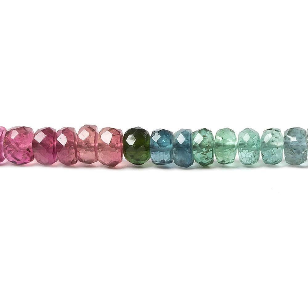 4mm Multi Color Tourmaline faceted rondelle beads 17 inch 184 pieces (ONLINE ORDER ONLY)