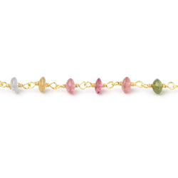 4mm Multi Color Tourmaline Plain Rondelles on Vermeil Chain (ONLINE ORDER ONLY)