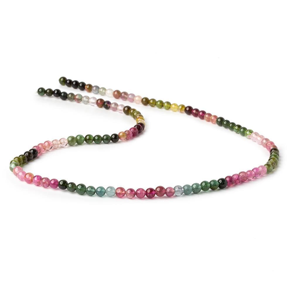 4mm Multi Color Tourmaline Plain Round Beads 16 inch 105 pcs AA (ONLINE ORDER ONLY)