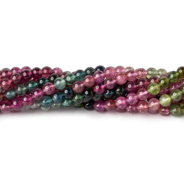4mm Multi Color Tourmaline Plain Round Beads 16 inch 105 pcs AA (ONLINE ORDER ONLY)