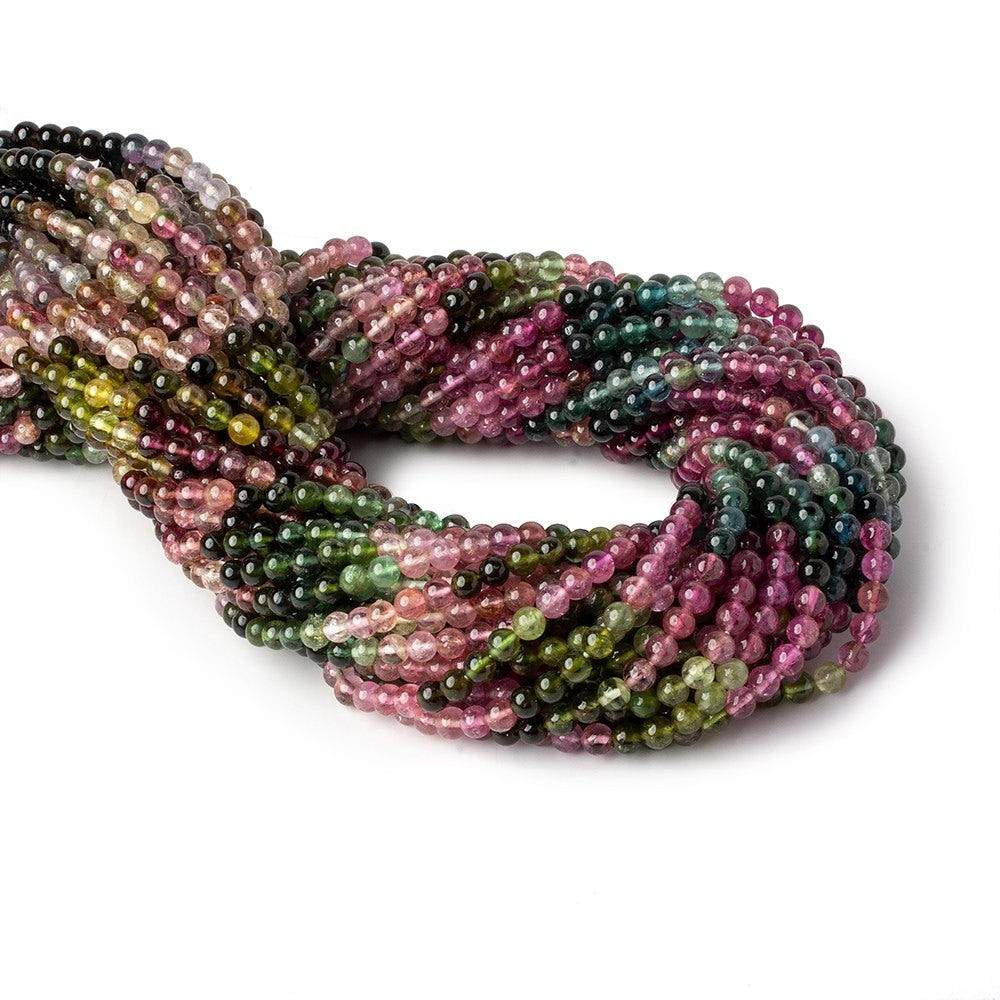 4mm Multi Color Tourmaline Plain Round Beads 16 inch 105 pcs AA (ONLINE ORDER ONLY)