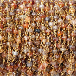 4mm Multi Color Zircon Faceted Rondelle Beads on Vermeil Chain (ONLINE ORDER ONLY)