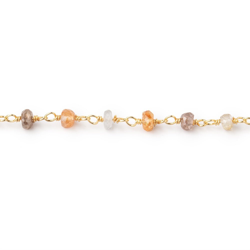 4mm Multi Color Zircon Faceted Rondelle Beads on Vermeil Chain (ONLINE ORDER ONLY)