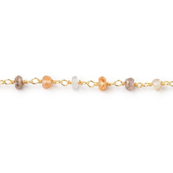 4mm Multi Color Zircon Faceted Rondelle Beads on Vermeil Chain (ONLINE ORDER ONLY)